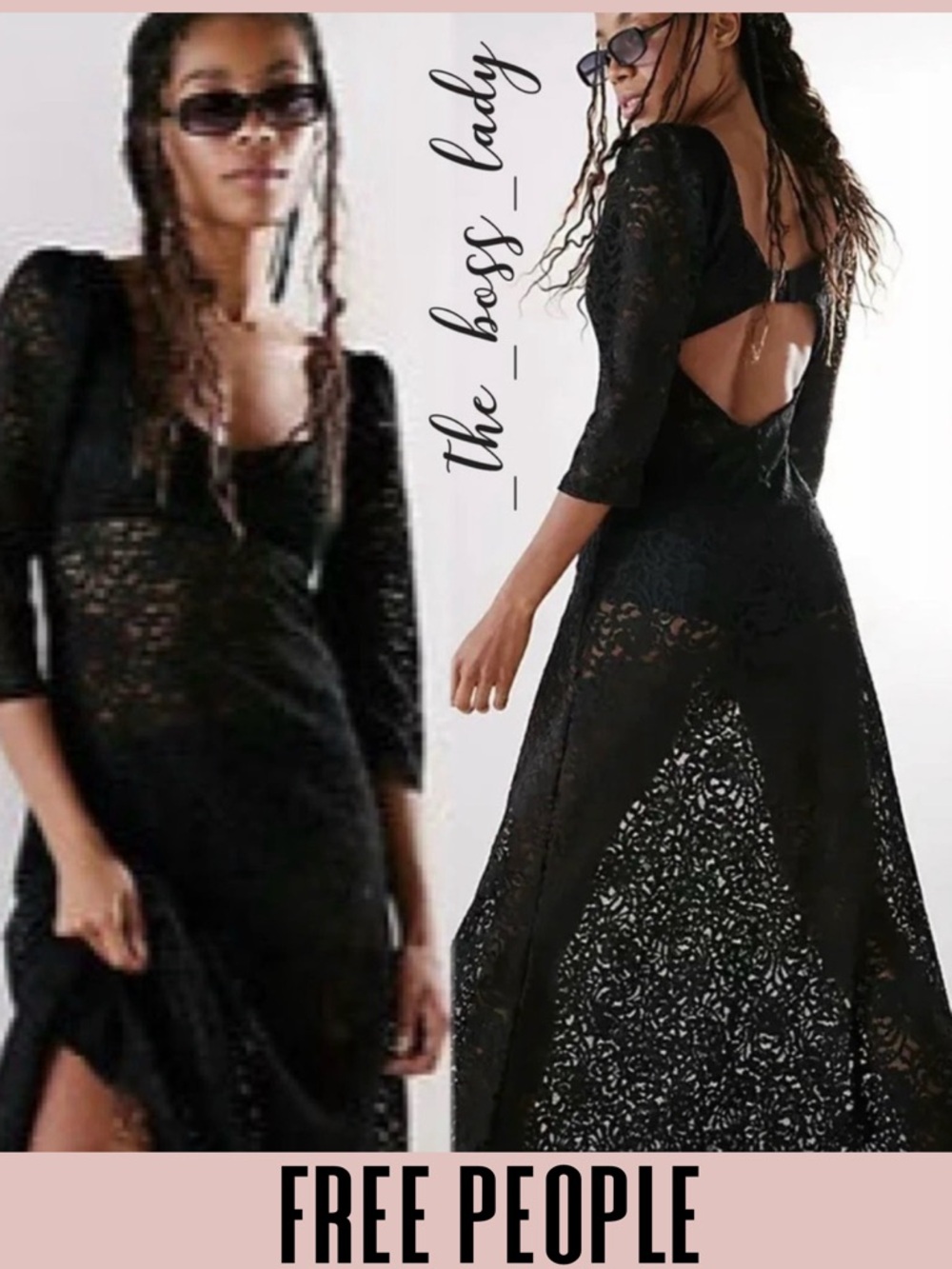 Free People maxi dress lace floral cutout summer boho